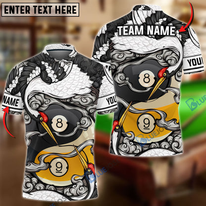 Frenzidea Billiards Ball 8 And 9 Yinyang Style Personalized Name, Team Name Shirt