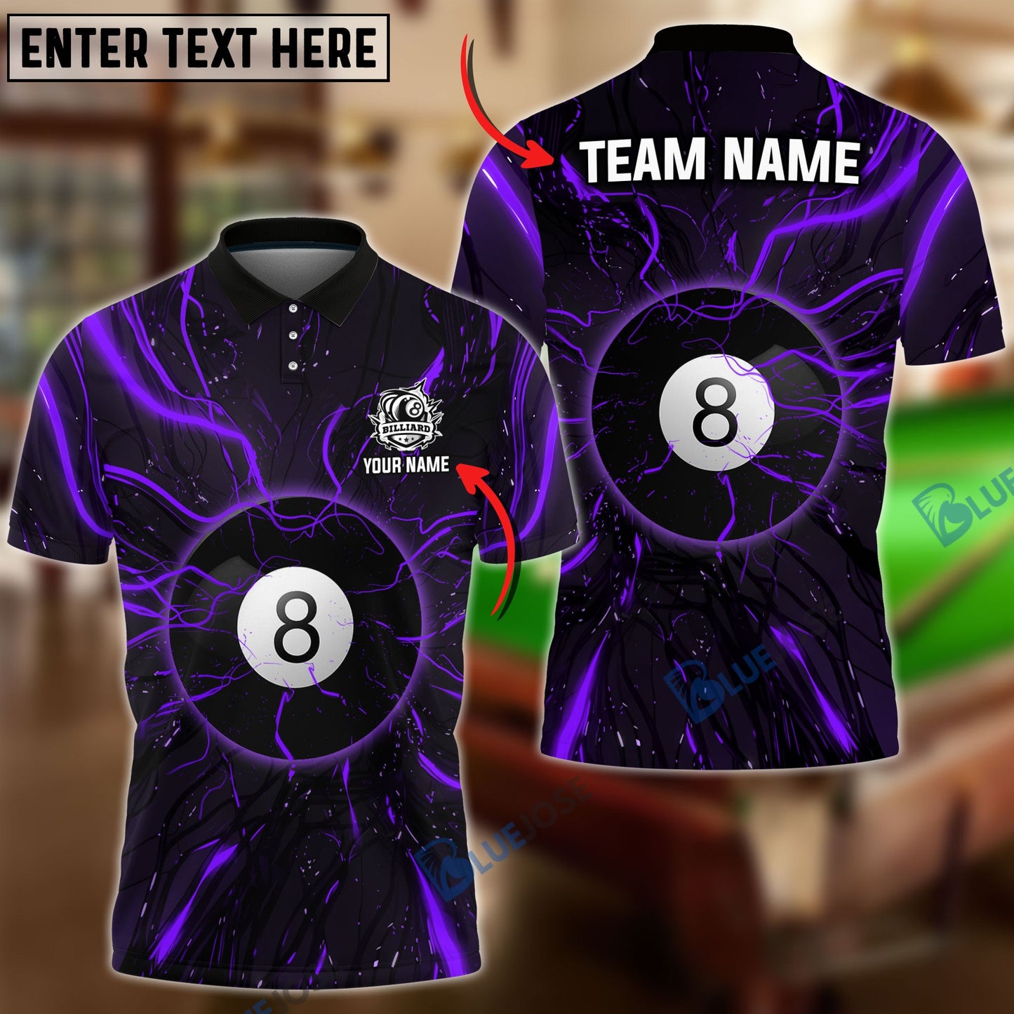 Frenzidea Billiards Ball 8 Abstract Tentacle Personalized Name, Team Name Unisex Shirt ( 4 Colors )
