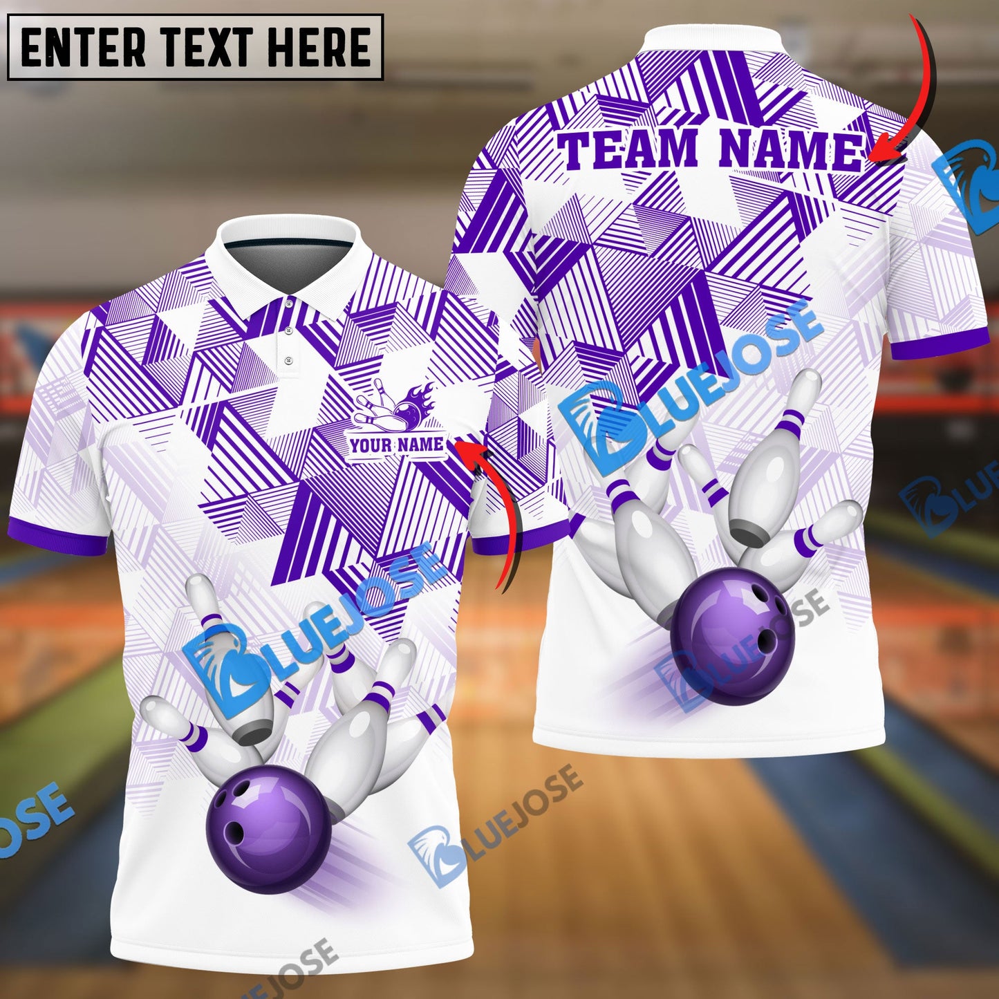frenzideas Bowling And Pins Triangle Art Customized Name 3D Shirt (6 Colors)