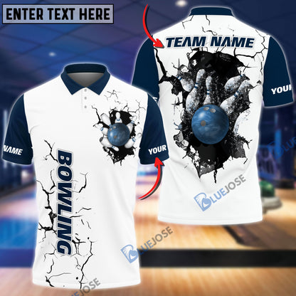 frenzidea Bowling And Pins Collapsing Wall Customized Name 3D Shirt (4 Colors)