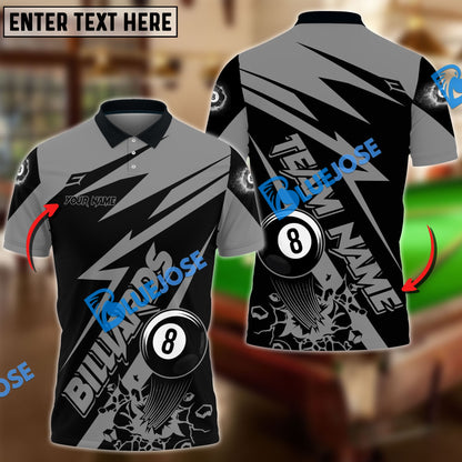 Frenzidea Billiards Ball 8 Break Lightning Pattern Personalized Name, Team Name Unisex Shirt ( 6 Colors )