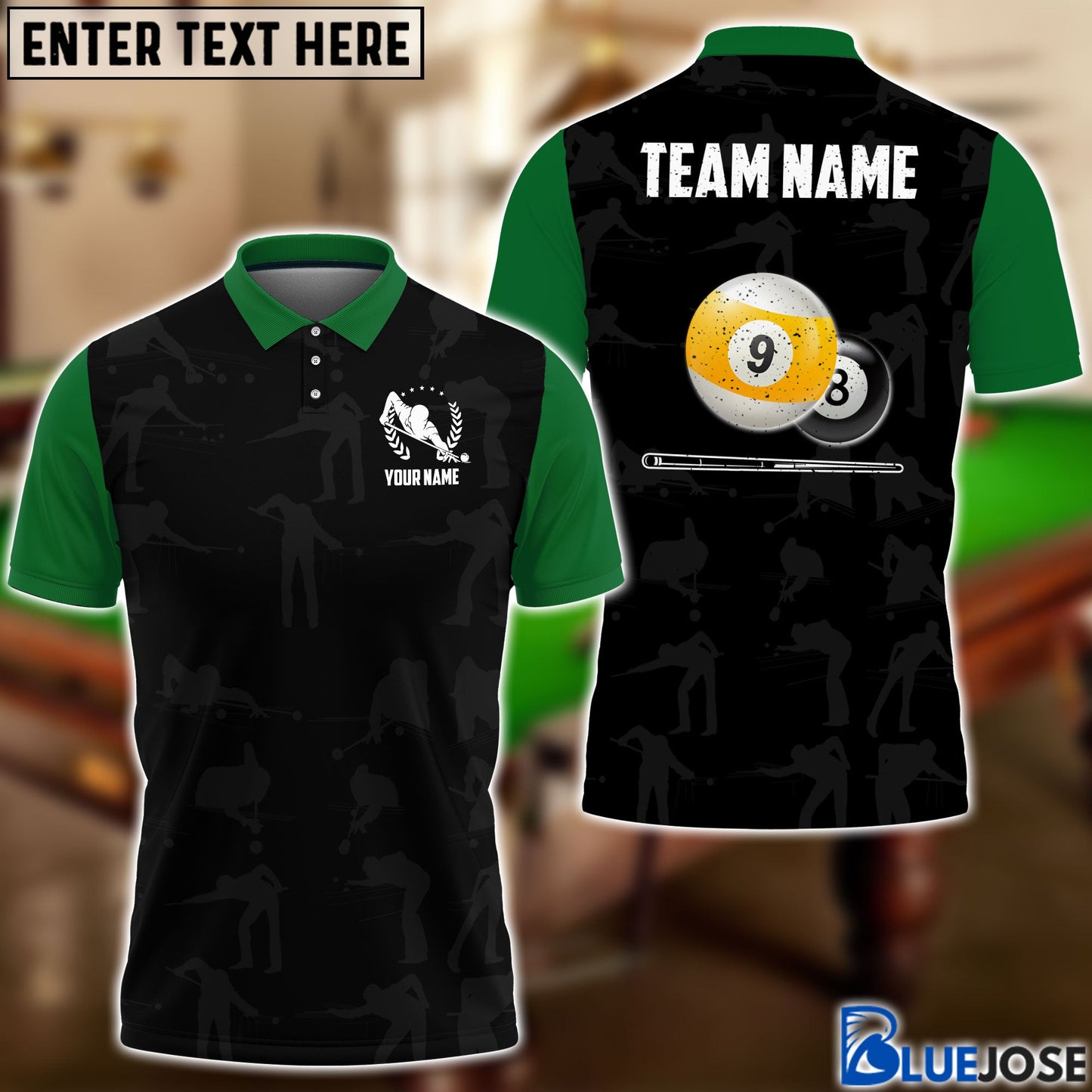 Frenzidea Billiards Player Personalized Name, Team Name Polo Shirt