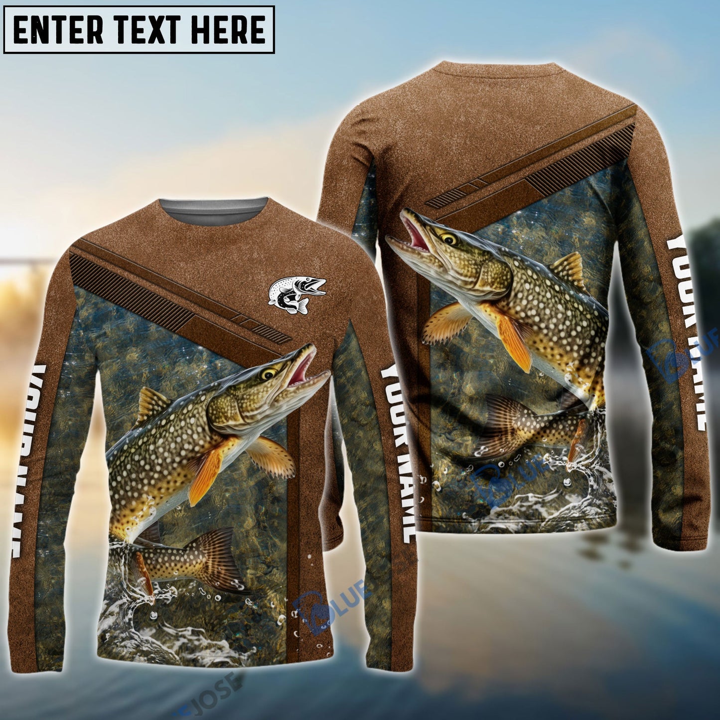 Frenzidea Pike Fishing Leather Pattern Personalized Shirt