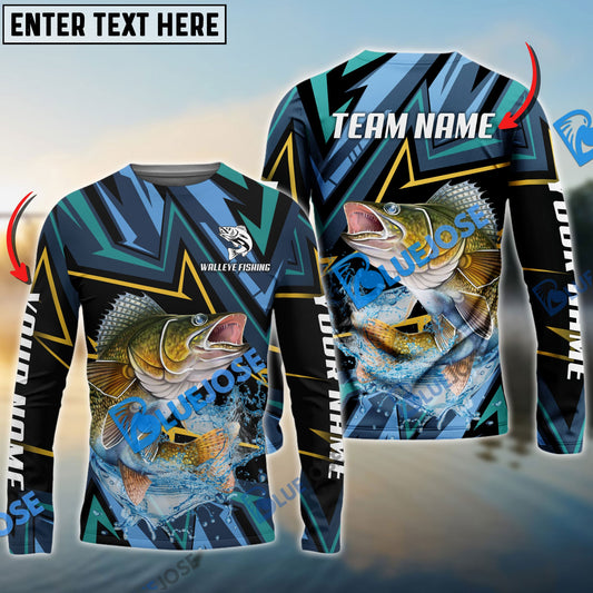 frenzidea Walleye Fishing Lightning Pattern Sport Custom Name & Team Name 3D Shirts