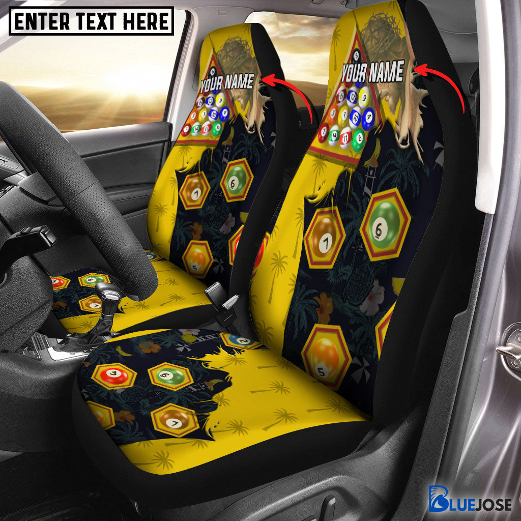 Frenzidea Billiard Yellow Personalized Name Car Seat Covers (2Pcs)
