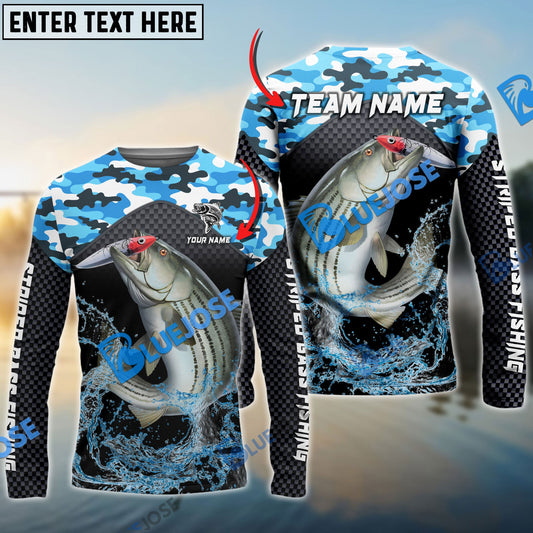 frenzidea Striped Bass Fishing Blue Camo Sport Custom Name & Team Name 3D Shirts
