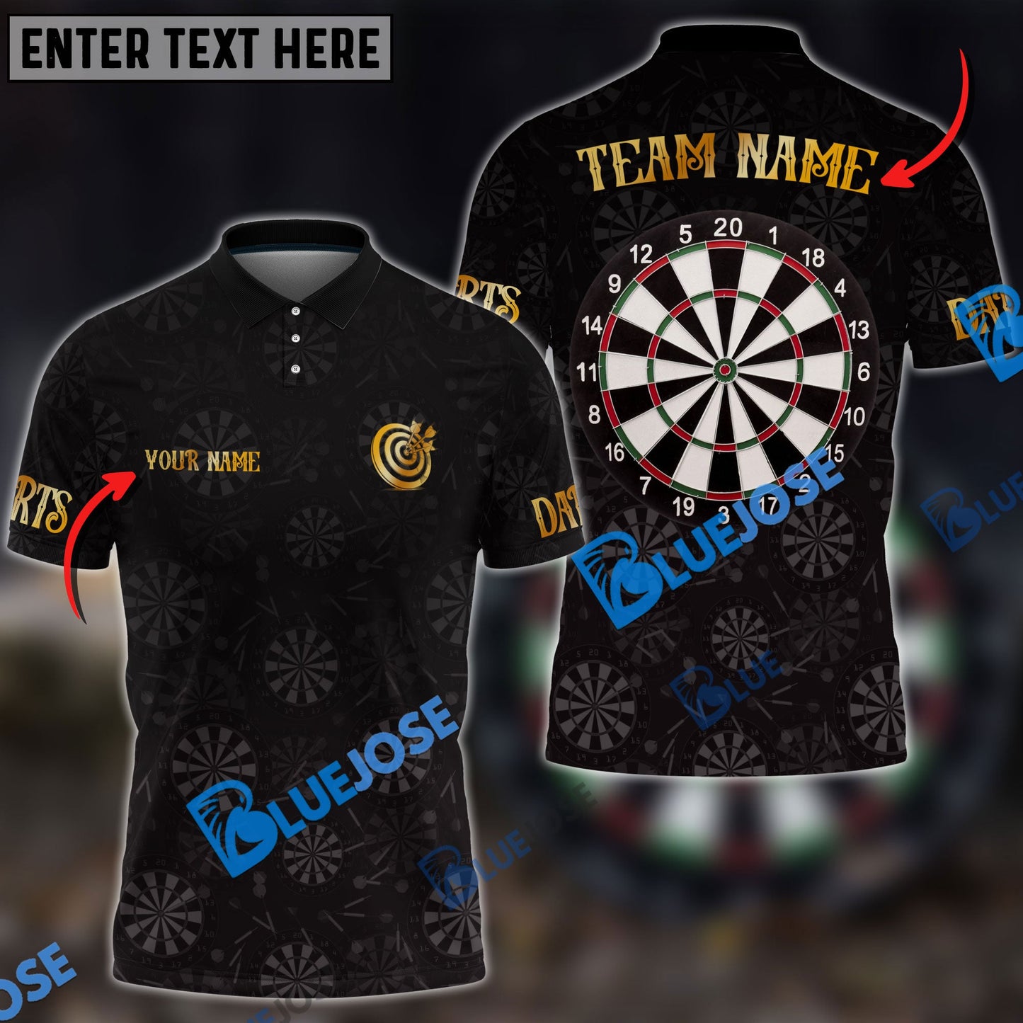 Frenzidea Darts Golden Time Personalized Name, Team Name 3D Shirt (4 Colors)