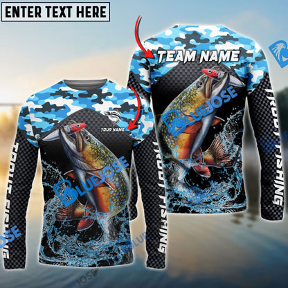 frenzidea Trout Fishing Blue Camo Sport Custom Name & Team Name 3D Shirts