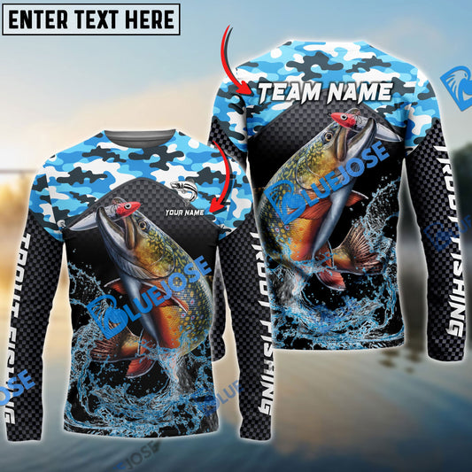 frenzidea Trout Fishing Blue Camo Sport Custom Name & Team Name 3D Shirts