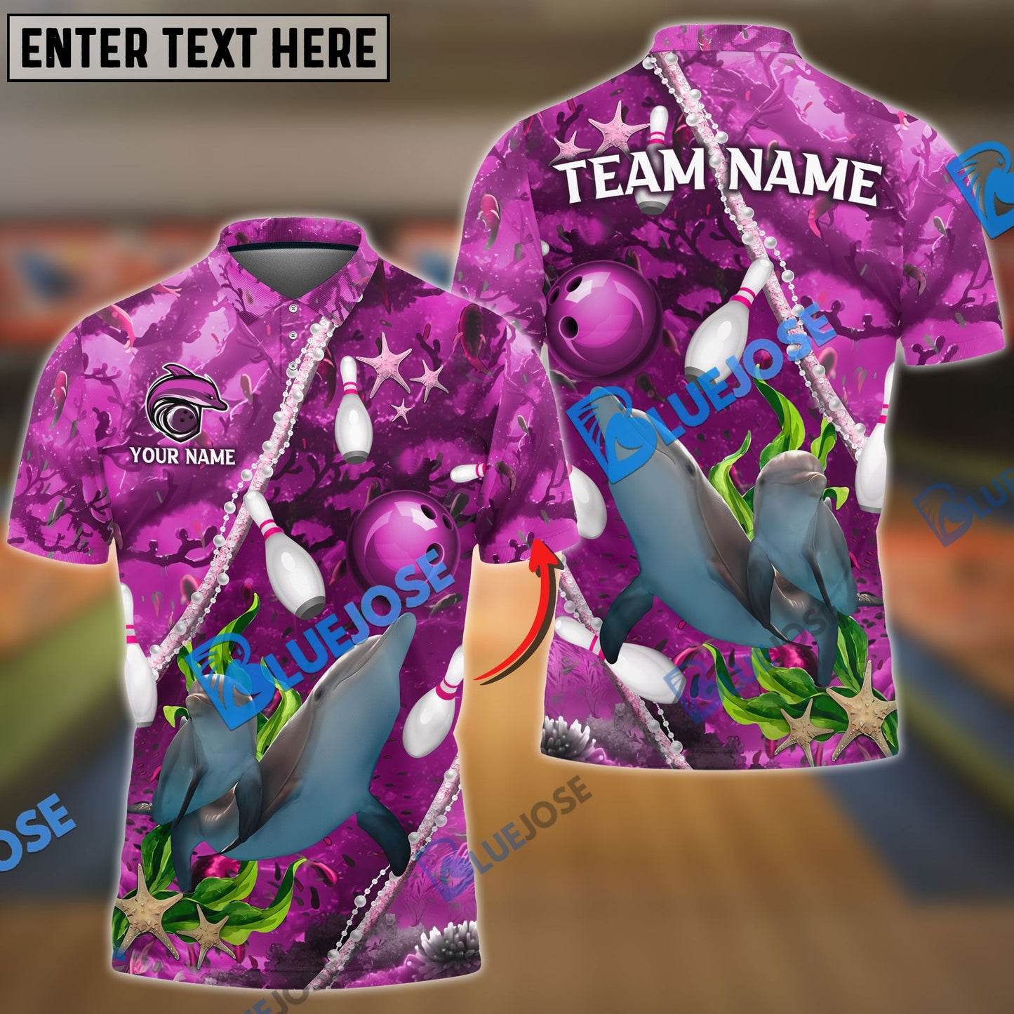 frenzideas  Bowling And Pins Dolphin Of The Sea Multicolor Customized Name 3D Shirt