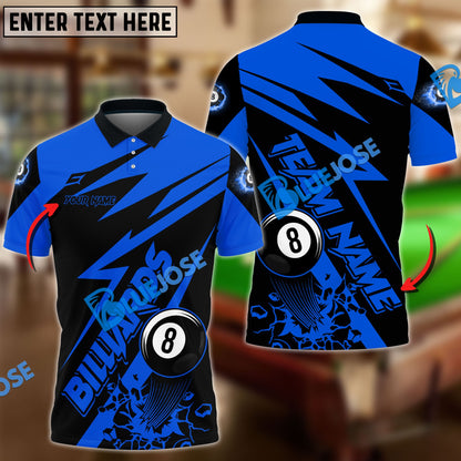 Frenzidea Billiards Ball 8 Break Lightning Pattern Personalized Name, Team Name Unisex Shirt ( 6 Colors )
