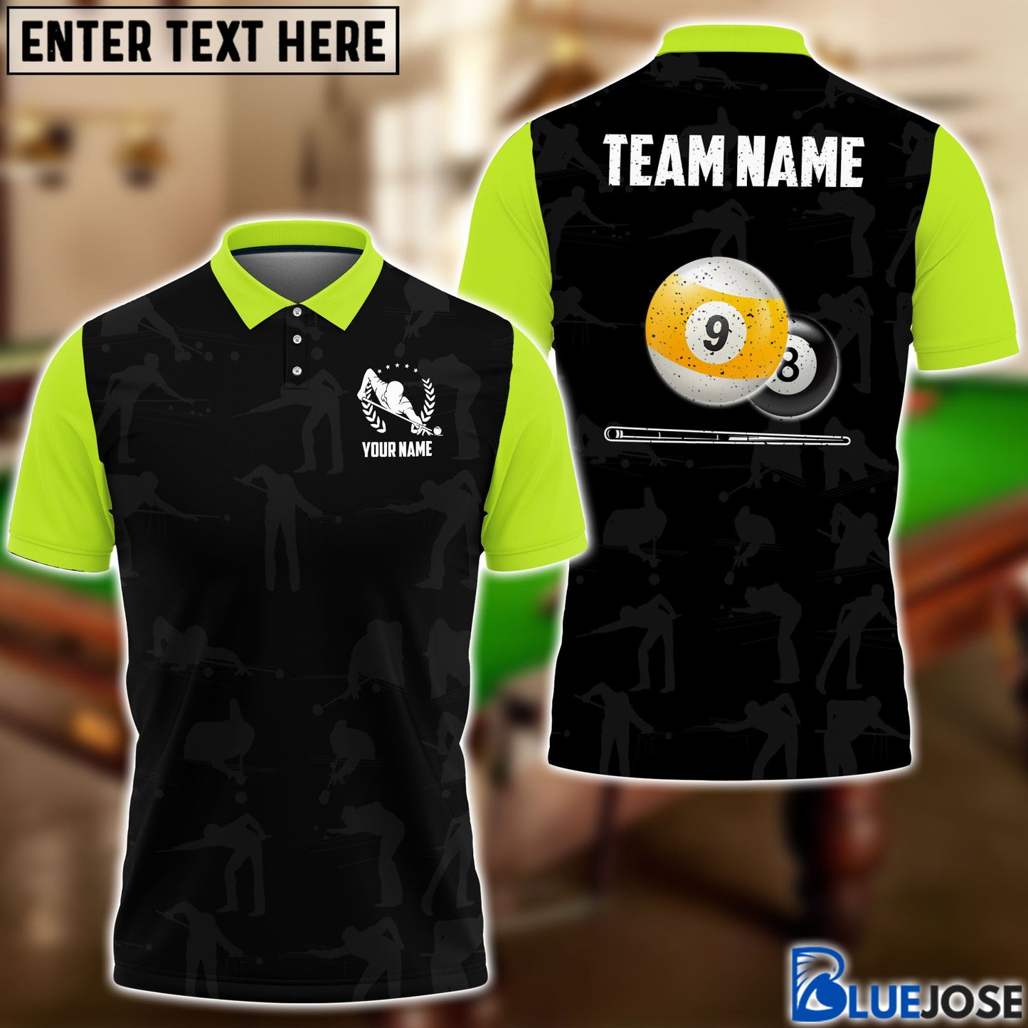 Frenzidea Billiards Player Personalized Name, Team Name Polo Shirt