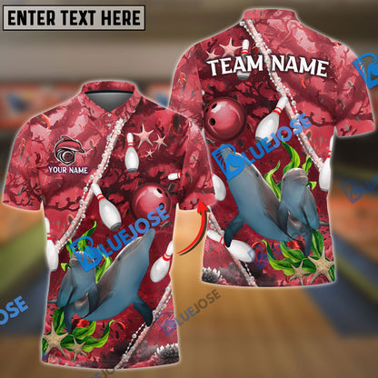 frenzideas  Bowling And Pins Dolphin Of The Sea Multicolor Customized Name 3D Shirt
