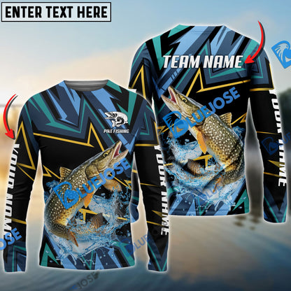 frenzidea Pike Fishing Lightning Pattern Sport Custom Name & Team Name 3D Shirts