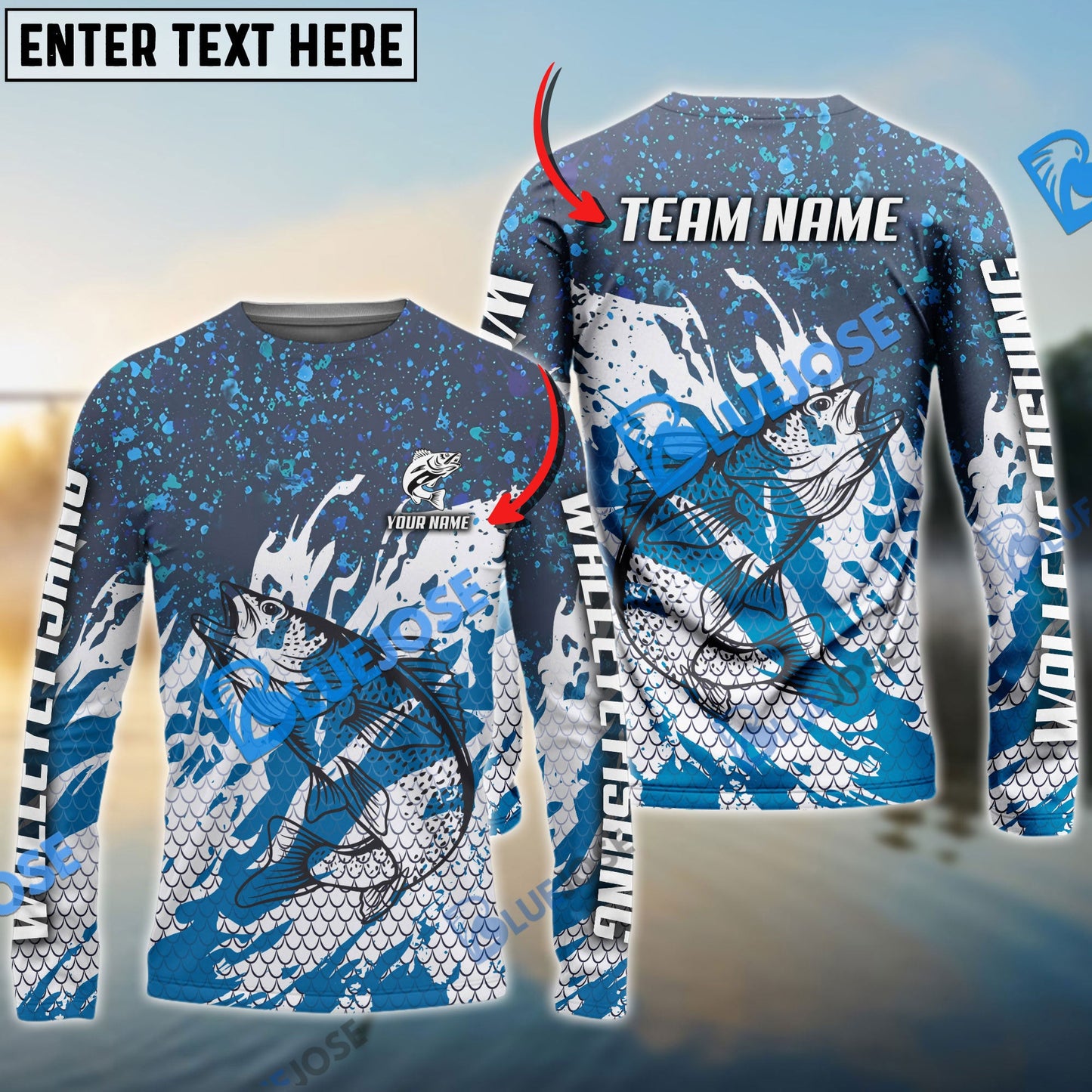 Frenzidea Walleye Fishing Bluefin Sport Custom Name & Team Name 3D Shirts