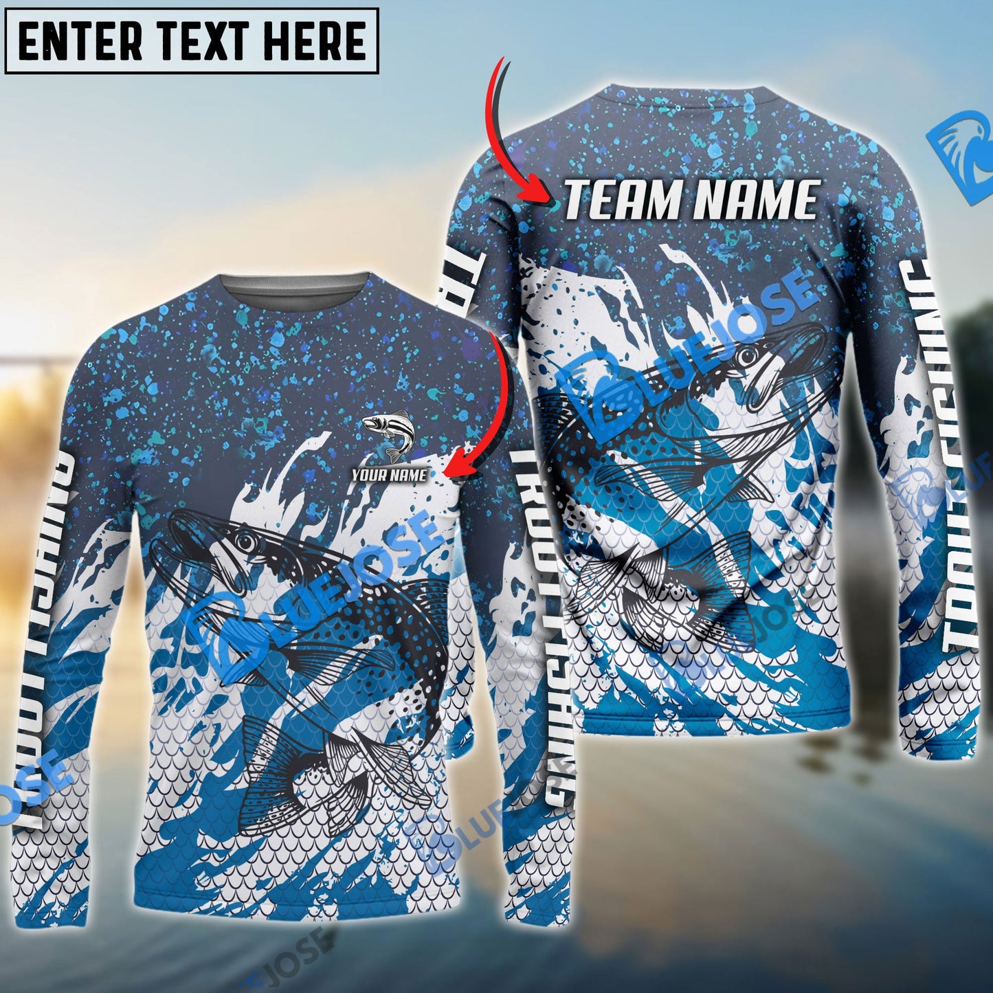 Frenzidea Trout Fishing Bluefin Sport Custom Name & Team Name 3D Shirts