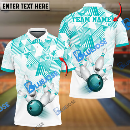 frenzideas Bowling And Pins Triangle Art Customized Name 3D Shirt (6 Colors)