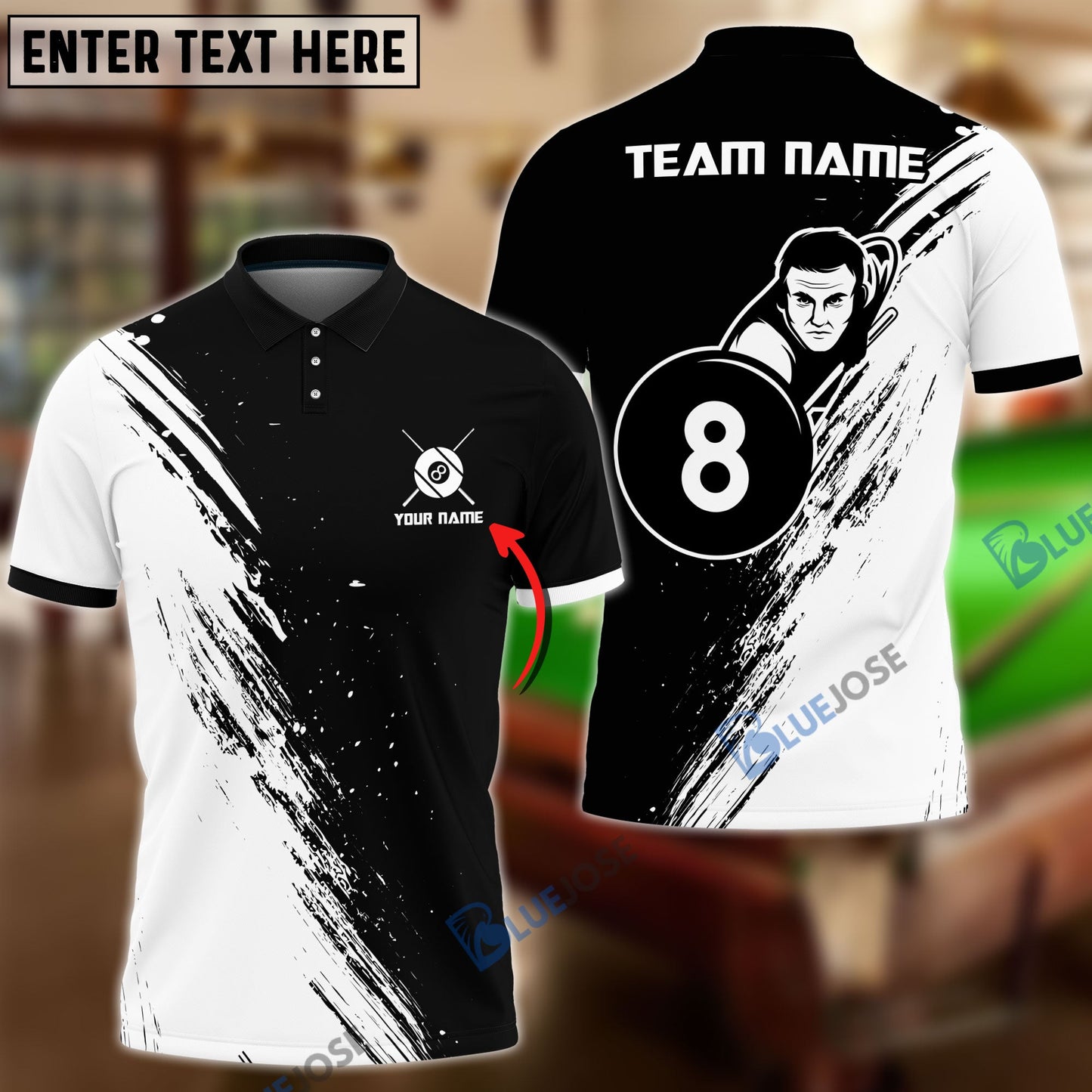 Frenzidea Billiards 8 Ball Customized Name, Team Name Unisex Shirt