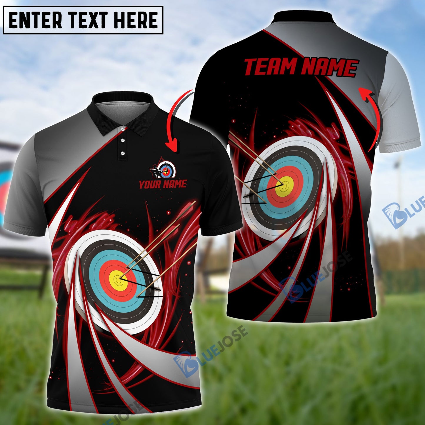 Frenzideas Flame Archery Tornado Pattern Customized Name 3D Shirt (4 Colors)