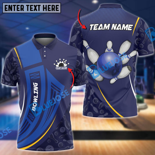Frenzidea Bowling And Pins Curve Shield Customized Name 3D Shirt (4 Colors)