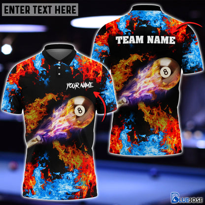 Frenzidea Billiards Fire Personalized Name, Team Name Unisex Shirt