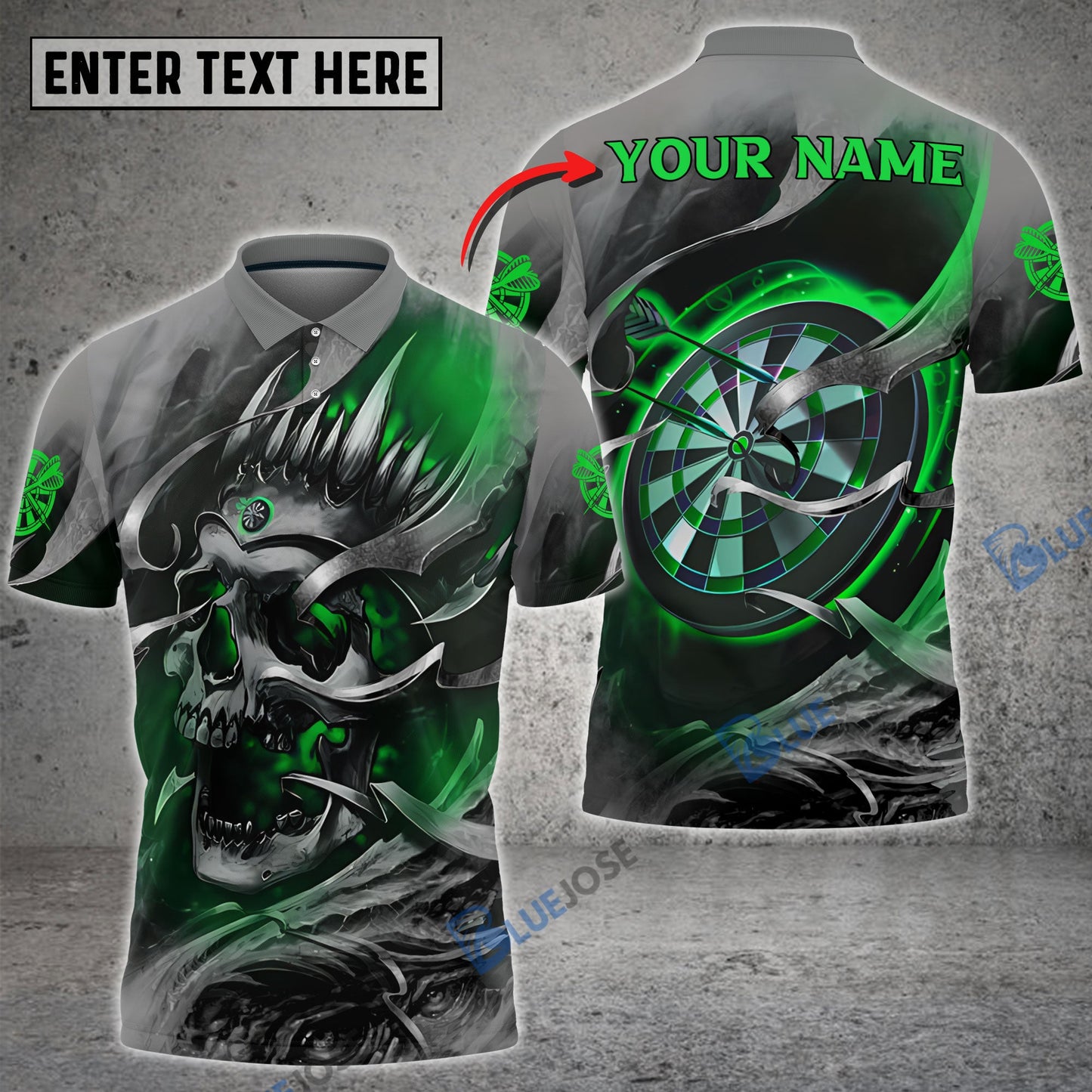 Frenzidea Green Skull Dartboard Personalized Name 3D Shirt
