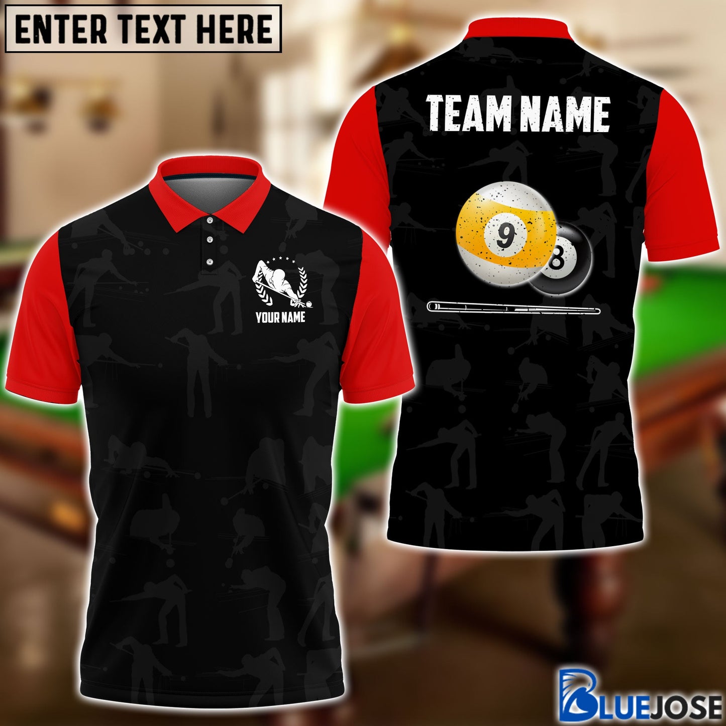 Frenzidea Billiards Player Personalized Name, Team Name Polo Shirt