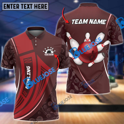 Frenzidea Bowling And Pins Curve Shield Customized Name 3D Shirt (4 Colors)