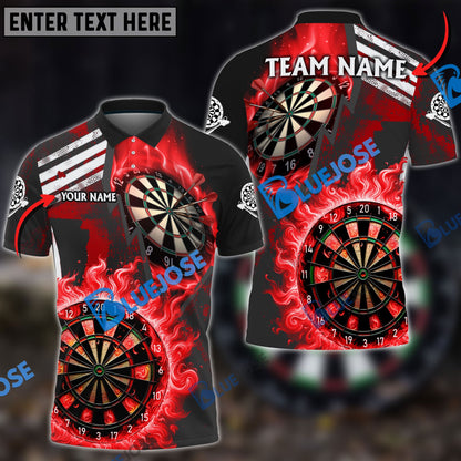 Frenzidea Darts Wall Of Flame War Personalized Name, Team Name 3D Shirt ( 5 Colors)