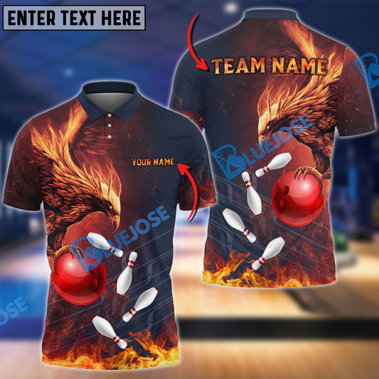 Frenzidea Bowling And Pins Fire Phoenix Customized Name 3D Shirt (4 Colors)