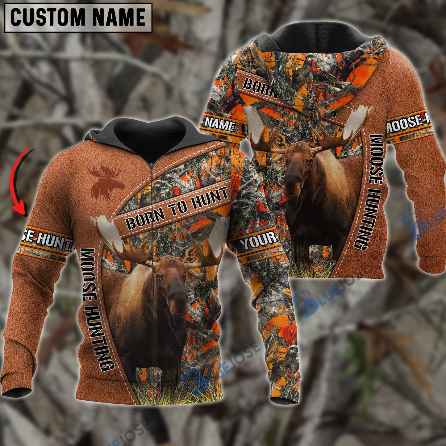 frenzidea Personalized Name Born To Hunt Moose Hunting 3D Shirt