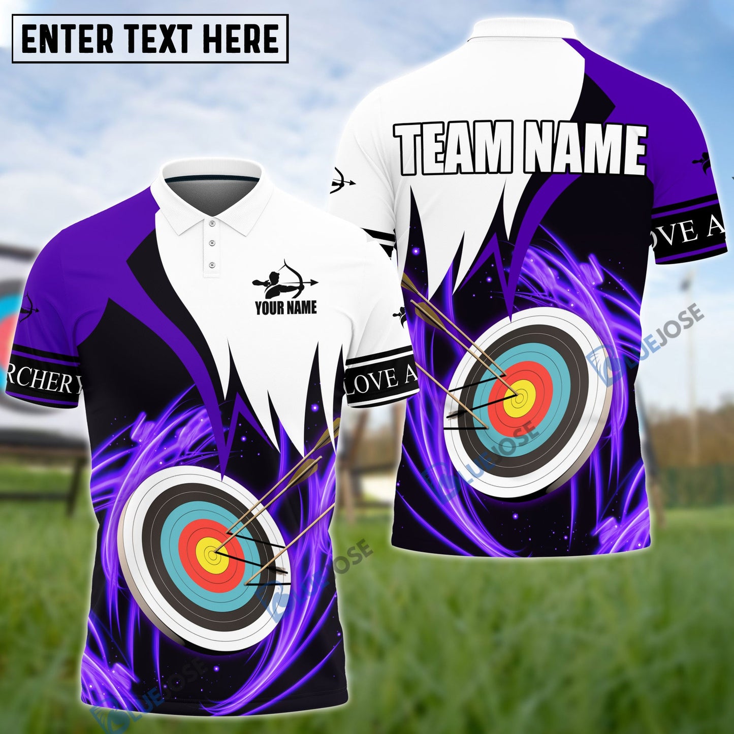 Frenzidea Archery Red & White Personalized Name, Team Name Unisex Shirt (4 Colors)