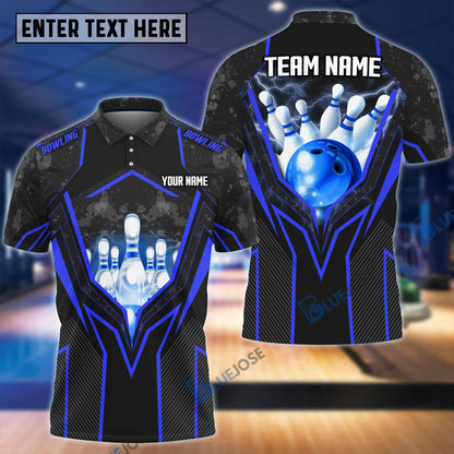 Frenzidea Super Thunder Bowling And Pins Break Multicolor Customized Name 3D Shirt