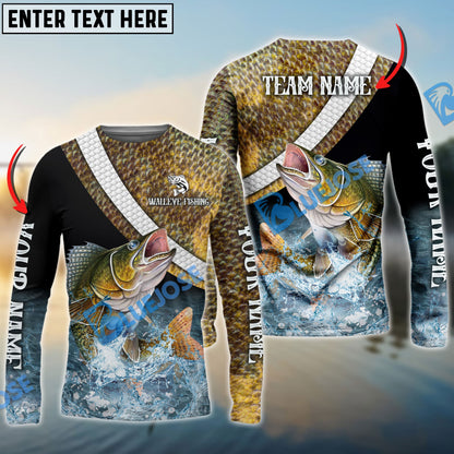 Frenzidea Walleye Fishing Skin Water Custom Name & Team Name 3D Shirts