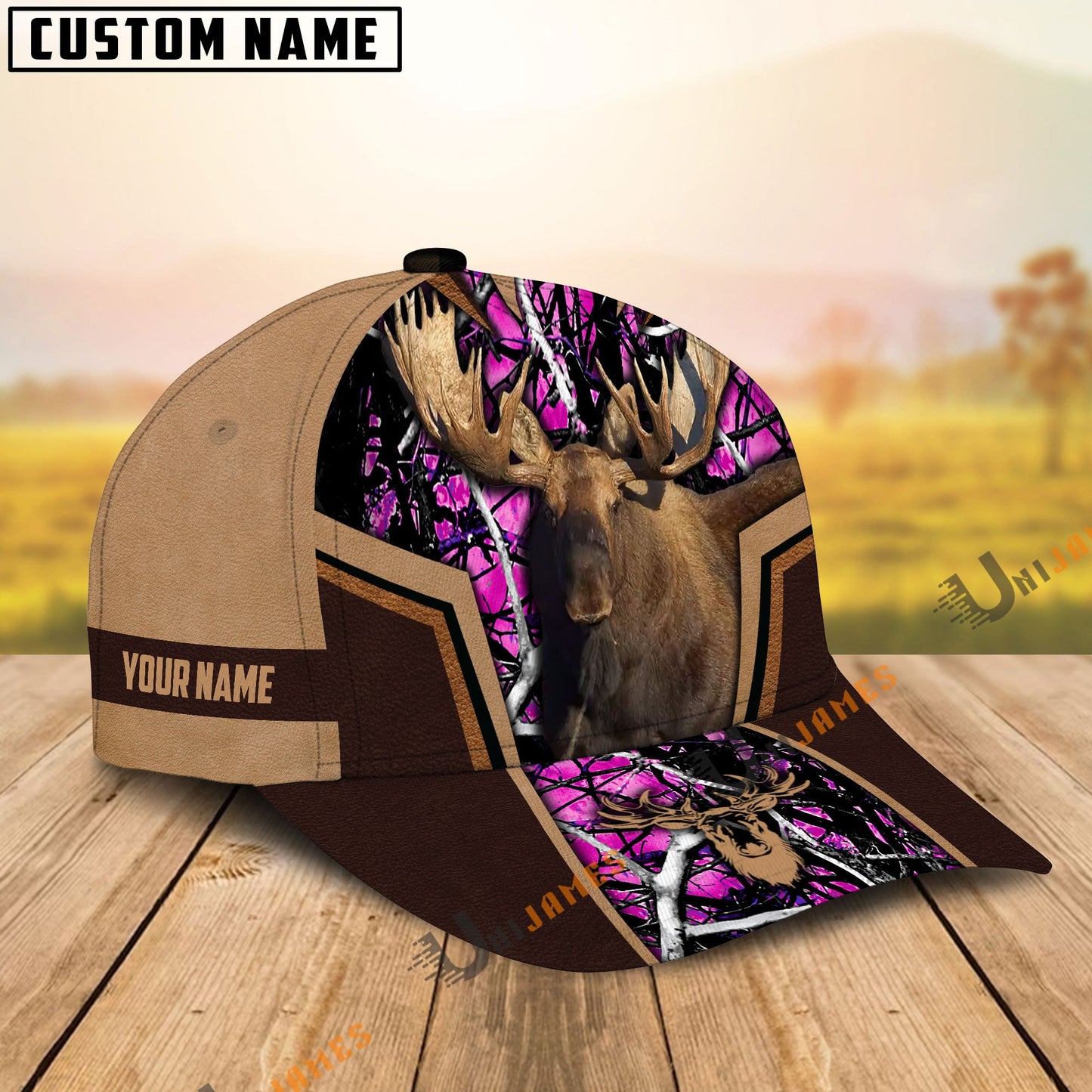 frenzidea Moose Hunting Premium Personalized Name Cap