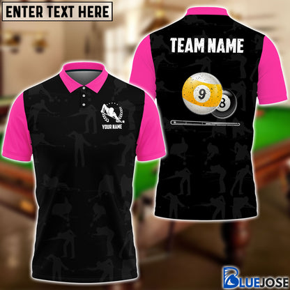 Frenzidea Billiards Player Personalized Name, Team Name Polo Shirt