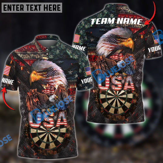 frenzidea USA Pride Eagle Darts Personalized Name, Team Name 3D Shirt