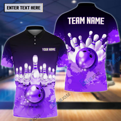Frenzidea Paint Pattern Bowling And Pins Break Multicolor Customized Name 3D Shirt