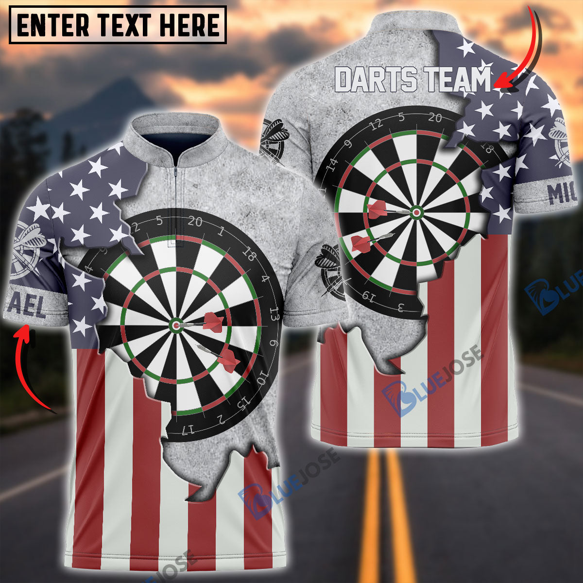 Frenzidea Darts Board USA Flag Personalized Name, Team Name 3D Shirt
