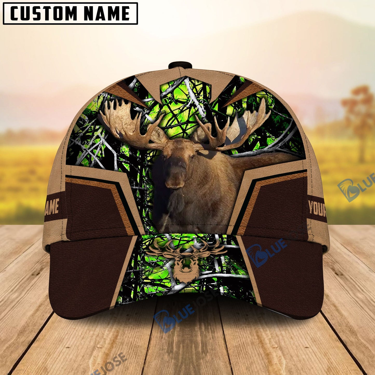 frenzidea Moose Hunting Premium Personalized Name Cap