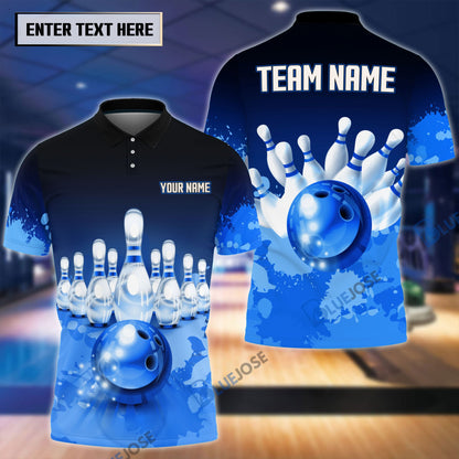 Frenzidea Paint Pattern Bowling And Pins Break Multicolor Customized Name 3D Shirt