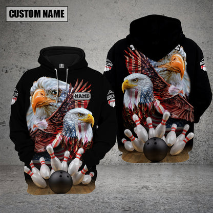 Frenzidea Bowling And Pins American Eagles Pride Customized Name And Team Name 3D Shirt