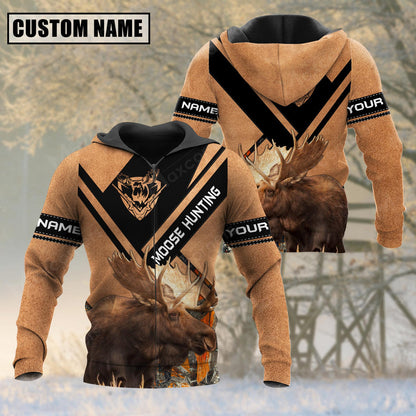 frenzidea Customized Name Premium Unique Cracked Moose Hunting 3D Shirt