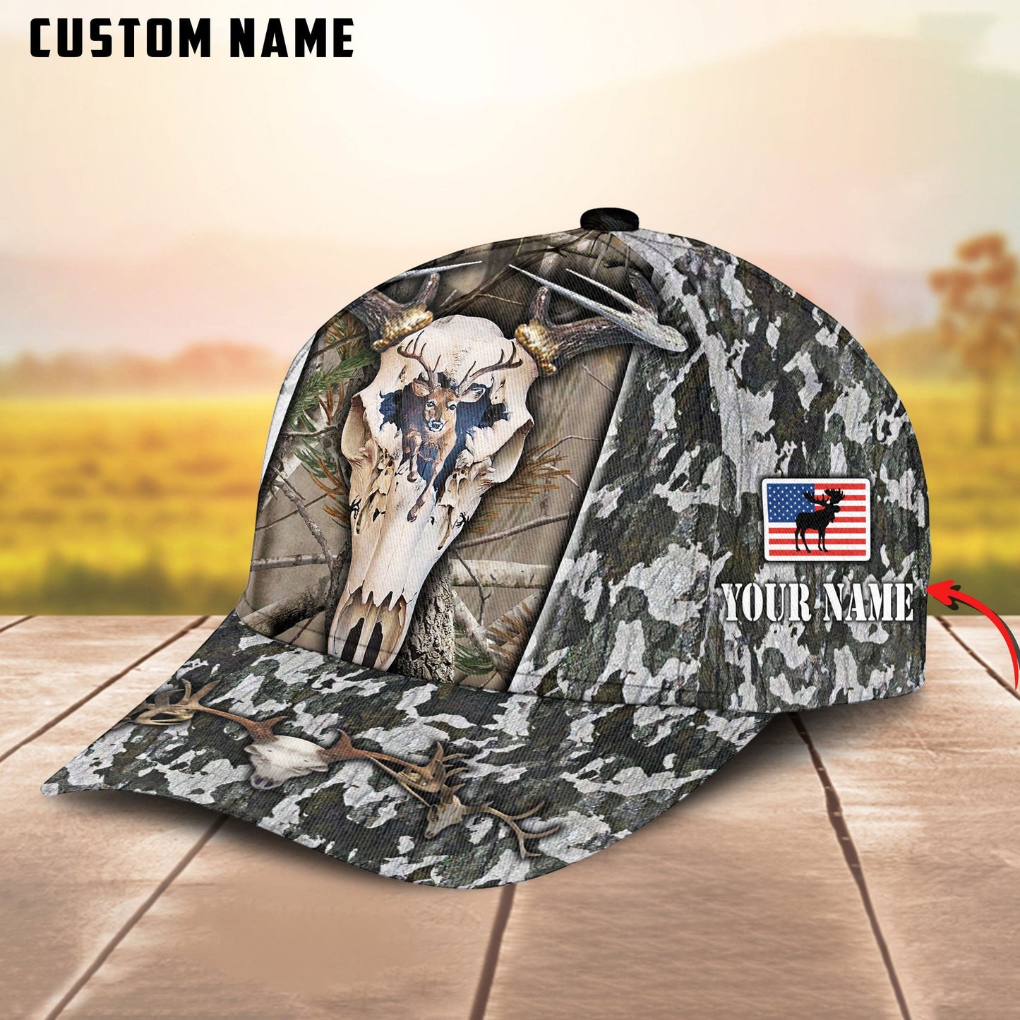 Frenzidea Personalized Deer Skull Hunting Camo Classic Cap