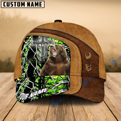 frenzidea Cross America Hunting Bear Leather Pattern Multicolor Personalized Cap (5 Colors)