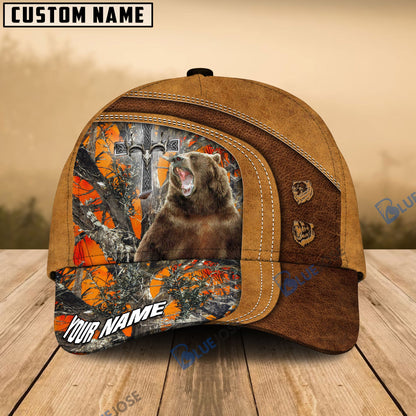 frenzidea Cross America Hunting Bear Leather Pattern Multicolor Personalized Cap (5 Colors)
