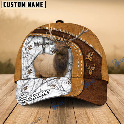 frenzidea Cross America Hunting Elk Leather Pattern Multicolor Personalized Cap (5 Colors)