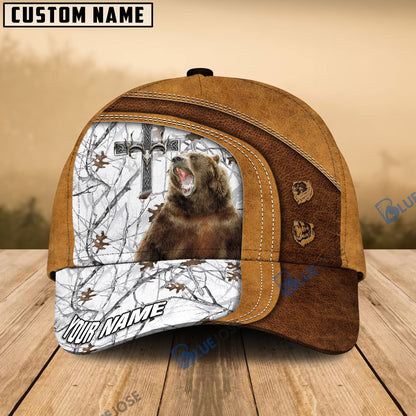 frenzidea Cross America Hunting Bear Leather Pattern Multicolor Personalized Cap (5 Colors)