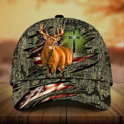 Frenzidea Cross And Deer Multicolor Personalized Cap
