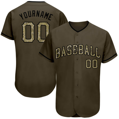 Frenzidea Custom Olive Camo-Black Authentic Salute To Service Baseball Jersey